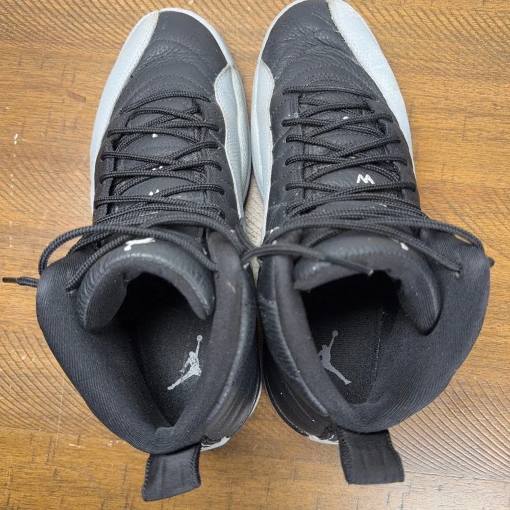 Jordan 12 Retro Shoes Mens 9.5 Black Gray Barons Basketball‎ Sneakers CT8013-010